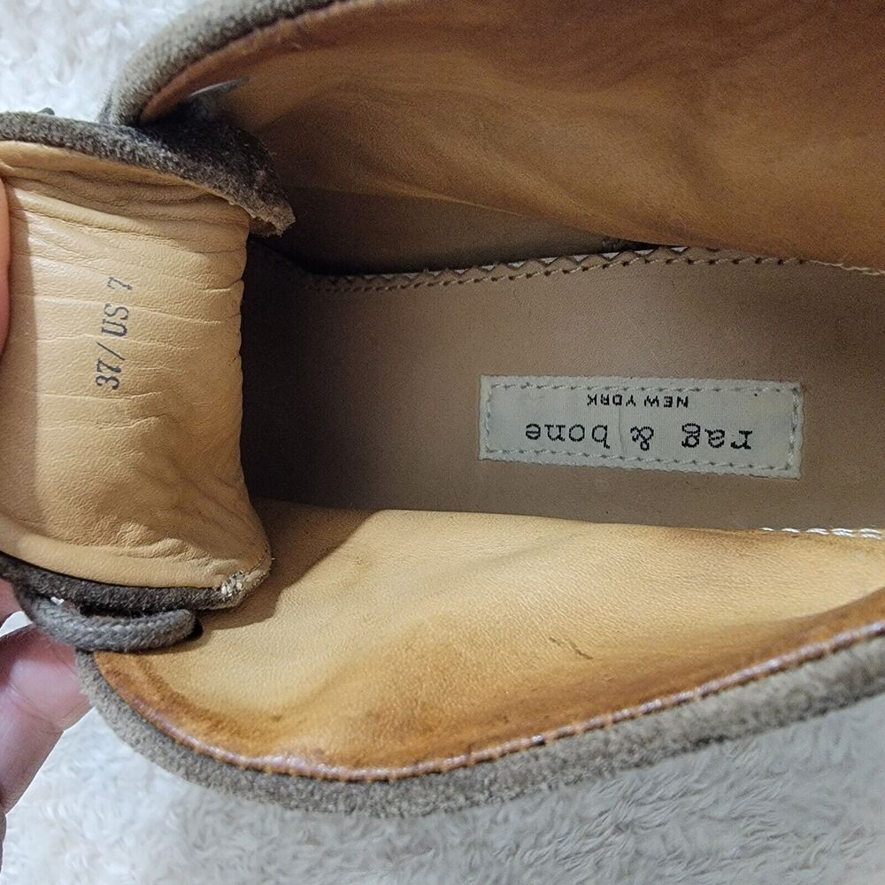 Rag & Bone Odval Wedge Ankle Lace Up Olive Green Suede Boots Size 37 US 7 - Picture 14 of 16